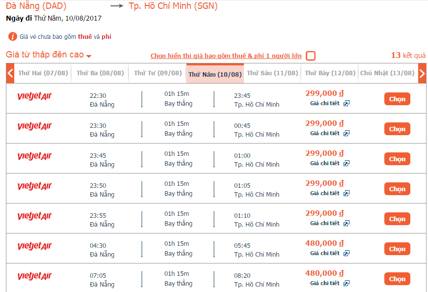 Vé máy bay đi Sài Gòn Vietjet