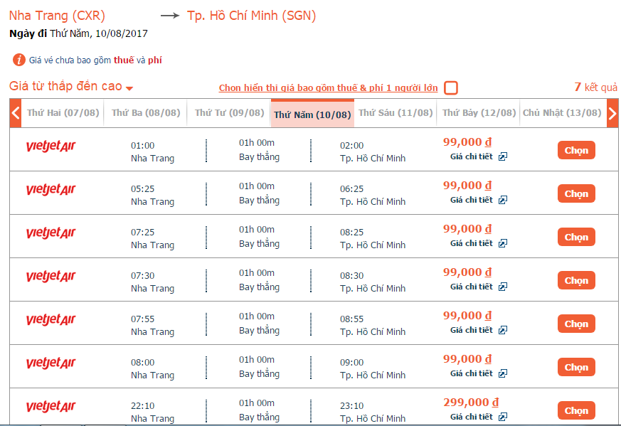 Vé máy bay đi Sài Gòn Vietjet