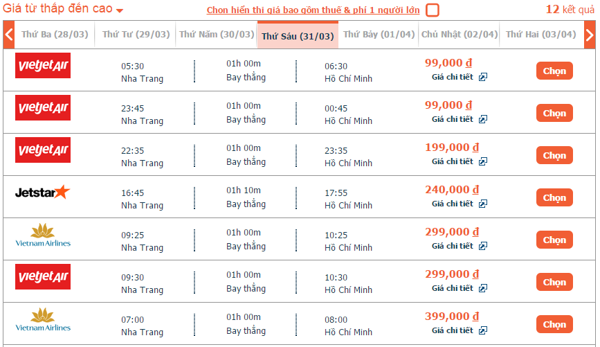 Bảng giá vé các hãng máy bay trên alove.vn