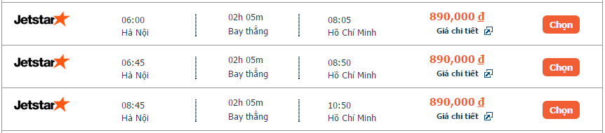 Bảng giá của hãng Vietjet air trên alove.vn