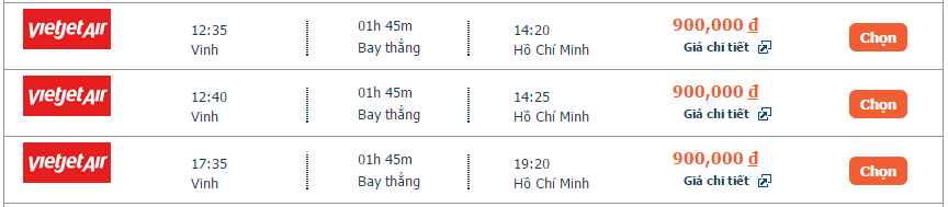 Bảng giá vé của hãng Vietjet Air trên alove.vn