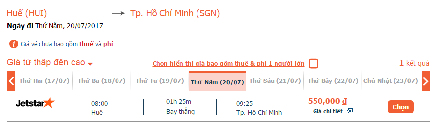 Vé máy bay giá rẻ Jestar đi Sài Gòn