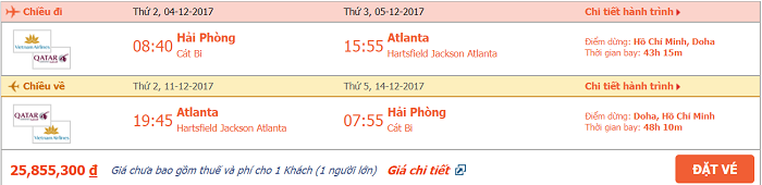 vé máy bay Hải Phòng đi Atlanta