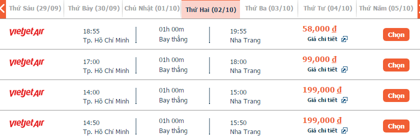 Vé máy bay VietJet Air Chu Lai đi Nha Trang khứ hồi 2