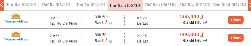 Vé máy bay Vietnam Airlines Đà Lạt đi Nha Trang khứ hồi 4