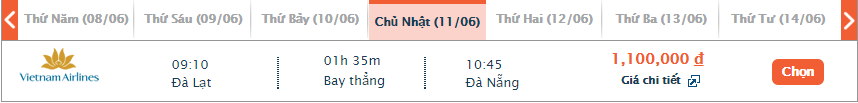 Giá vé máy bay Đà Lạt đi Đà Nẵng