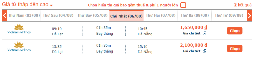 Vé máy bay Vietnam Airlines từ Đà Lạt đi Đà Nẵng khứ hồi 1