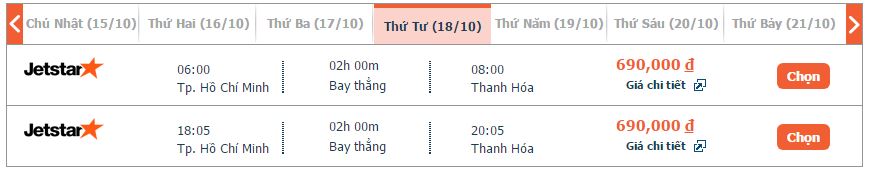 giá vé máy bay Thanh Hóa đi Sài Gòn Jetstar khứ hồi 3