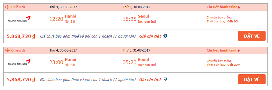Vé máy bay Asiana Airlines đi Hàn Quốc 1