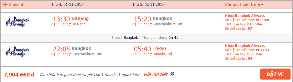 Vé máy bay Bangkok Airways đi Nhật Bản 2