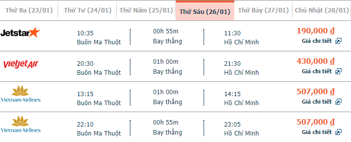 vé máy bay Buôn Ma Thuột đi Sài Gòn tháng 1 3