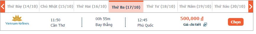 vé máy bay Cần Thơ đi Phú Quốc tháng 10 3