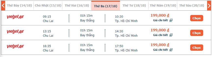 vé máy bay Chu Lai đi Sài Gòn Vietjet khứ hồi 2
