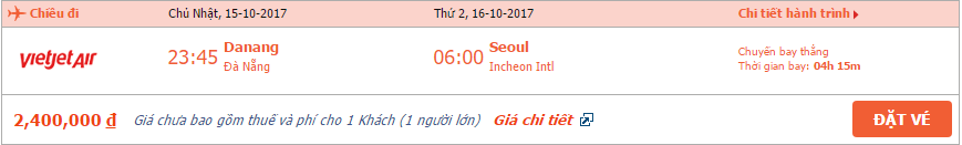 Vé máy bay Đà Nẵng đi Seoul tháng 10 1