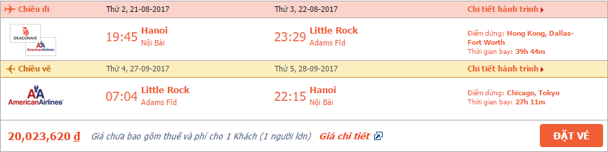 vé máy bay đi Little Rock