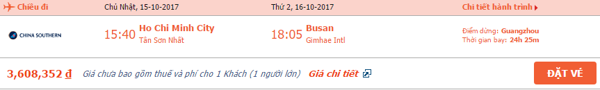 Vé máy bay đi Hàn Quốc tháng 10 3
