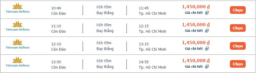 Vé máy bay Côn Đảo đi Phú Quốc tháng 10 4