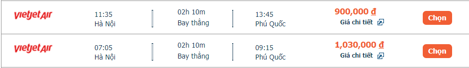 Vé máy bay Hà Nội đi Phú Quốc tháng 11 2