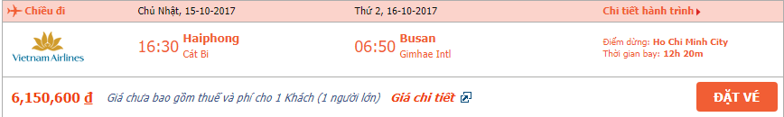 Vé máy bay Hải Phòng đi Busan tháng 10 2