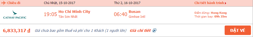 Vé máy bay Hồ Chí Minh đi Busan tháng 10 2