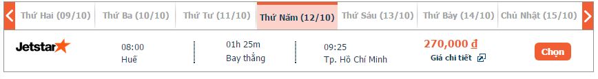  vé máy bay Huế đi Sài Gòn Jetstar 2