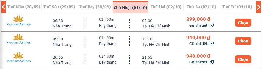 Vé máy bay Nha Trang đi Sài Gòn Vietnam Airlines 2