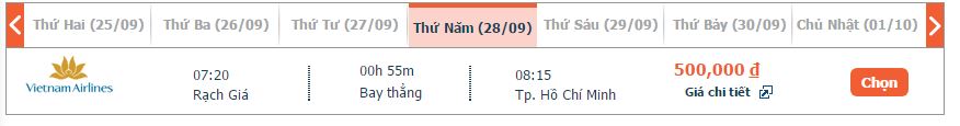 vé máy bay Rạch Giá đi Phú Quốc Vietnam Airlines khứ hồi 2