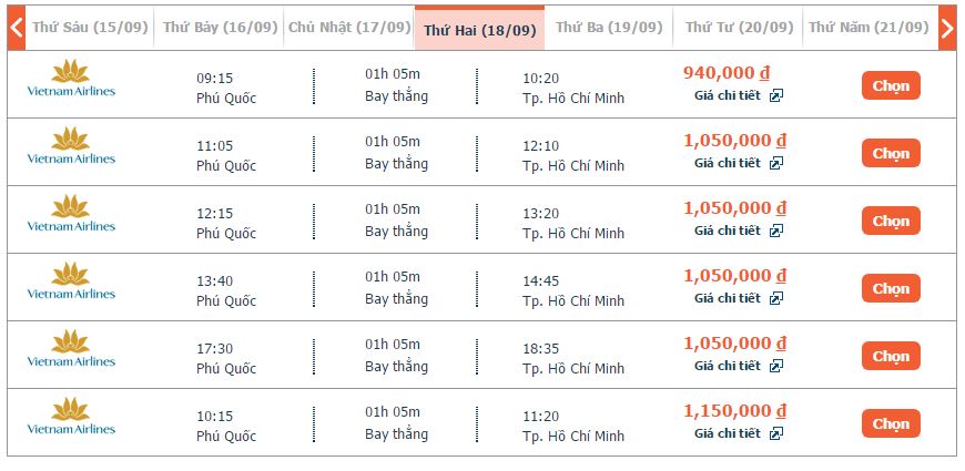 vé máy bay Sài Gòn đi Phú Quốc Vietnam Airlines khứ hồi 3