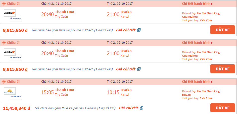 Vé máy bay Thanh Hóa đi Nhật Bản tháng 10 2