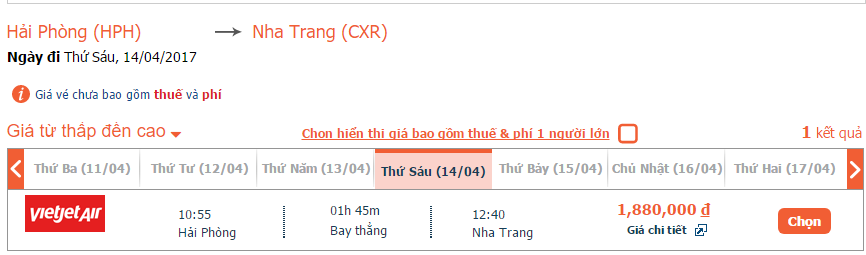  Vé máy bay từ Hải Phòng đi Nha Trang