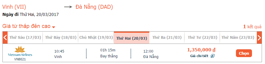 Tham khảo giá hành trình từ Vinh đi Đà Nẵng
