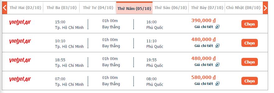 Vé máy bay Vietjet Chu Lai đi Phú Quốc khứ hồi 3