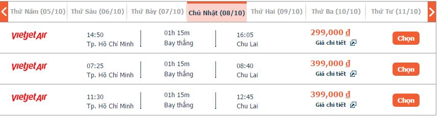 Vé máy bay Vietjet Chu Lai đi Phú Quốc khứ hồi 5