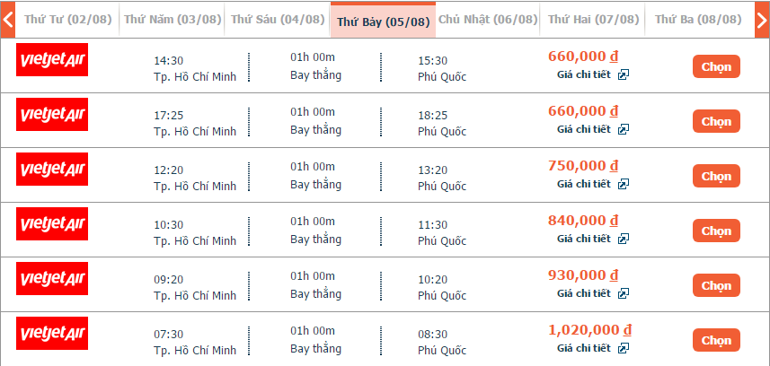 Vé máy bay VietJet Sài Gòn đi Phú Quốc 2