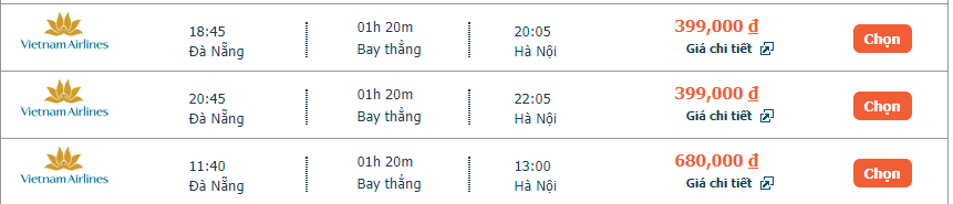 Vé máy bay Vietnam Airlines Đà Nẵng đi Hà Nội tháng 10 giá rẻ