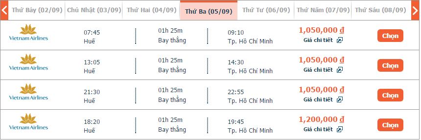 Vé máy bay Vietnam Airlines Huế đi Phú Quốc