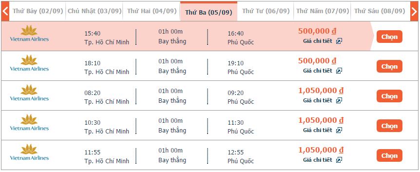 Vé máy bay Vietnam Airlines Huế đi Phú Quốc