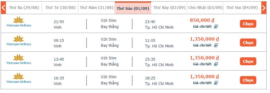 Vé máy bay Vietnam Airlines từ Vinh đi Phú Quốc