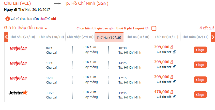 Chu Lai đi Sài Gòn tháng 10