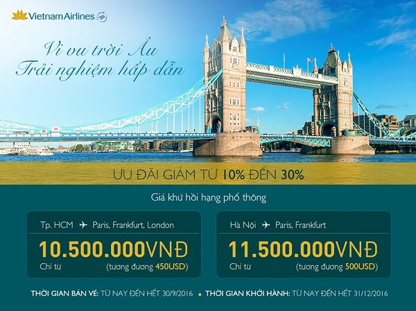 Vi vu trời Âu thỏa thích cùng Vietnam Airlines